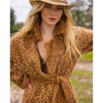 Lisa Todd limited edition luxurious mohair cheetah Print Belted cardigan NEW Brown Size M Photo 1