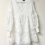 Bardot  Mariah Long Sleeve Swiss Dot & Lace Babydoll Dress Ivory Women's US 10/L Photo 0