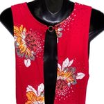 Free People  Lovely Day Red Floral Print Dress Tunic V-Neck Tassels Women’s S Photo 7