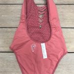 Hollister  Clay Rose Colored Boho Crochet One Piece Swimsuit Photo 6