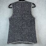 Urban Revivo Women Tweed Speckled Embroidery Pearl Buttons Vest Size 4 Y2K Retro Black Photo 3