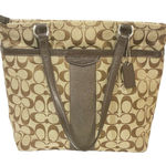 Coach  Signature Jacquard Shoulder Handbag Logo Brown Bag Charm Classic Tote Photo 0