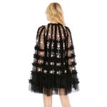 Mac Duggal  NWT Embroidered Long Flare Sleeve Mesh Dress in Black Multi Size 6 Photo 1