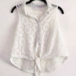 Nella Fantasia Tank Top S Knit Mesh Front Tie White Coverup Vacation Trip Swim Photo 0