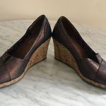 Toms Calypso Peep Toe Copper Azar Metallic Wedges Women's Size 6.5 Photo 5