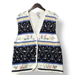 Vintage Stephanie K Knit Floral Sweater Vest Sz L Grandmacore Cottagecore Retro Size L Photo 1