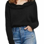 Free People  We the Free Waffle Thermal Wildcat Cowl Neck Top Size Large Black Photo 0