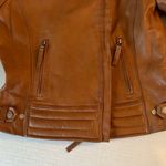 Bod & Christensen Blake Cognac cropped Leather biker jacket size Med NWT Brown Photo 10