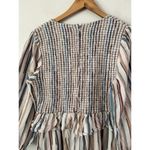 Frances Hart Maternity Maritza Dress Smocked Multicolor Striped Cotton Sz Large White Photo 6