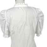 Nation Ltd Suzette Puff Sleeve Ruffle Neck White Pima Cotton Blouse Size Medium Photo 5