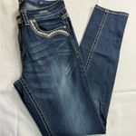 GRACE IN LA Blue Straight Leg Jeans with Chevron Embroidery Photo 2