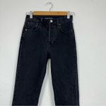 Denim Forum Black The Yoko High Rise Slim Fit Jeans 24 Raw Hem Button Fly Casual Photo 1