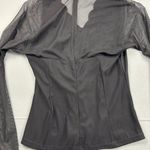 American Vintage Vintage Beaded Blouse Black Sheer Long Sleeve Deep V-Neck Shirt Scallop Date Photo 8