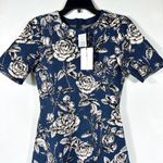 Oscar de la Renta Rose Printed Jacquard Dress Indigo White Medium NWT 25SN112DRJ Photo 10