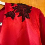 Natori  Red Long Robe With Black Lace At Shoulders On Sleeves Sexy Vintage Large Photo 13