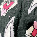 Warner Bros Bugs Bunny Sweater Divided H&M Size M all over print cropped **Flaw Black Size M Photo 2