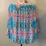 Alice & Trixie  Blue and Purple Off the Shoulder Silk Blouse Women’s Small Photo 5