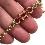 Spartina 449 NWT  Bolted Enamel Necklace Gold and Red Photo 5