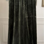 Garnet Hill  Moss Ivy Green Silk Velvet Wide Leg Pull On Pants XS Photo 0