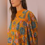 Farm Rio  NWT yellow mica short sleeve collared blouse women’s size large Photo 12