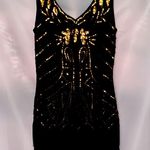 BEYONDBABE WO SIZE XL Elegant Black and Gold SEQUINS FLAPPER Women's STYLE Dress Photo 0