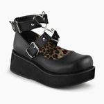 Demonia  Sprite-02 Black Vegan Leather Platform Heart Mary Janes Women’s Size 6 Photo 0