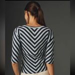 Anthropologie MAEVE Blue Stripe Front Zip Scoop Neck Cardigan Top Size XXS NWT Photo 2