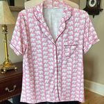 Pink Elephant Buttoned Collar Pajama Top Size M Photo 0