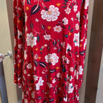 Old Navy Long Sleeve Floral Oriental Stretchy Dress Midi Red White Casual L Photo 0