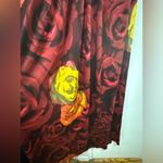 Alice + Olivia  Silk V-Neck Halter Top Maxi Dress Red Orange Roses Size Large Photo 7