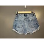 ZARA Shorts Womens 2 Blue High Rise Denim Distressed Cutoff Button Fly Raw Hem Photo 1