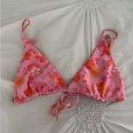 Skatie Pink Floral Printed Triangle Bikini Top Photo 1