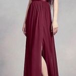 NWT Vera Wang CHARMEUSE + CHIFFON BRIDESMAID DRESS in Wine | Size 2 Red Photo 0