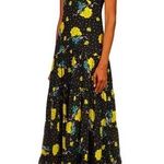 RODARTE Yellow Rose Print Appliquéd Printed Silk Crepe De Chine Maxi Dress Size 2 Photo 0