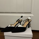 Miorap Elegant Closed Toe Suede Kitten Slingback Heels Black Ankle Strap 7.5 NWT Photo 7