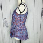 Free People Babydoll Peplum Tank Top Sz XS Blue Floral Bohemian Cottage Photo 5
