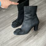 Black Suede Bowtie Toe Booties Size 8.5 Photo 2