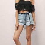 Tobi Black Lace Off The Shoulder Crop Top Size Medium Photo 0