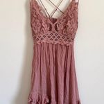 Free People Adella Dress Size Medium Blush Pink Flowy Lace Floral Dainty Photo 1