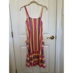 BB Dakota | Lemonade Linen Striped Midi Summer Dress Sz Small Beach Powder Pink Photo 8