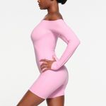 SKIMS Fits Everybody Picot Off-the-Shoulder Onesie — Bubblegum | Size M | NWT Photo 3