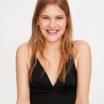 ZARA  Satin Crop Top Bralette Adjustablee Tank Top Bra V-Neck Black Photo 4