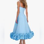 Amazon Danica Baby Blue Silk Sleeveless Midi Dress Photo 3