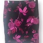 EXPRESS  Y2K Floral Mini Pencil Skirt Black Pink 5/6 Photo 0