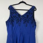 City Chic Woman's L/20 Blue V Neck Fit and Flare Knee Length Dress Velvet Accent Photo 7