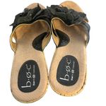 b.o.c. Born Concepts Flower Black Leather Cork Wedge Heel Sandals Sz 9 C64403 Photo 4