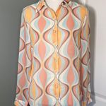 Princess Polly Retro 70s Print Button Down Collared Long Sleeve Blouse Women’s 2 Photo 0