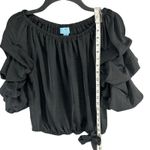 CeCe  Off Shoulder Blouse Womens S Black Tiered Balloon Sleeve Boho Chic Romantic Photo 7