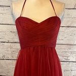 AMSALE Maxi Dress Tulle Formal Bridesmaid/Evening Crimson Photo 1
