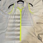 Slazenger Sleeveless Golf Tank Top w/Neon Yellow Trim Striped Pattern White-M Photo 6